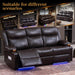 Power Reclining Sofa with Colorful LED Lights, Wall Hugger Reclining Sofa, Space-Saving RV Sofa with USB Charging & Side Pocket for Living Room, Apartment (Brown, Sofa) | Wall Hugger, LED Lights, RV Sofa
