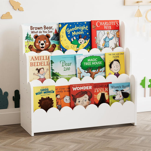 White Three Tier Montessori Bookshelf NurseryPlayroom