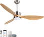 52 Inch Wood Ceiling Fans with Lights Remote Control, 6 Speed Quiet DC Motor 3 Blade Smart Ceiling Fan for Indoor Living Room Bedroom