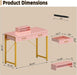 Vanity Desk with 2 Drawers and Storage Shelf, Modern Makeup Table with Glossy Desktop, Gold Metal Frame Writing Desk for Bedroom or Home Office, No Mirror