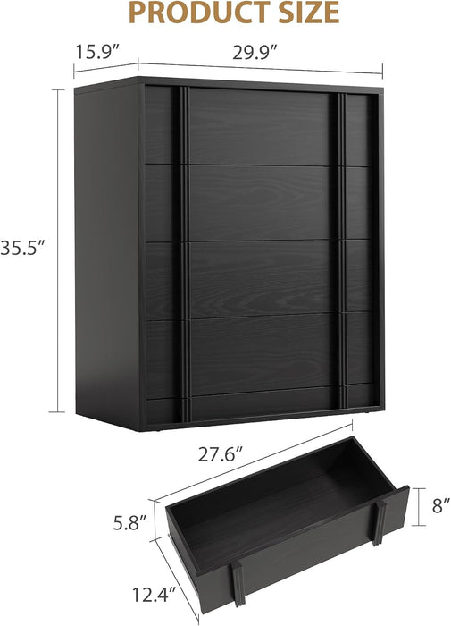 4 Drawer Dresser for Bedroom, Dresser with Vertical Handle