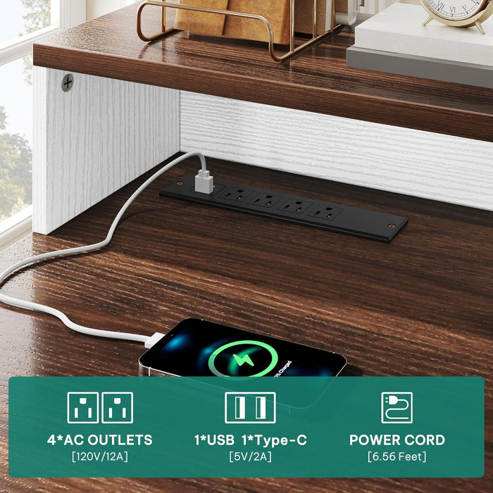 Antique White Computer Workstation Stool With Drawers