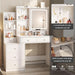 Vanity Desk with Mirror and Lights,Makeup Vanity with 6 Drawers and Shelves,Dressing Table with Power Outlet,Makeup Desk with Led Lighted Mirror in 3 Colors,For Bedroom,White