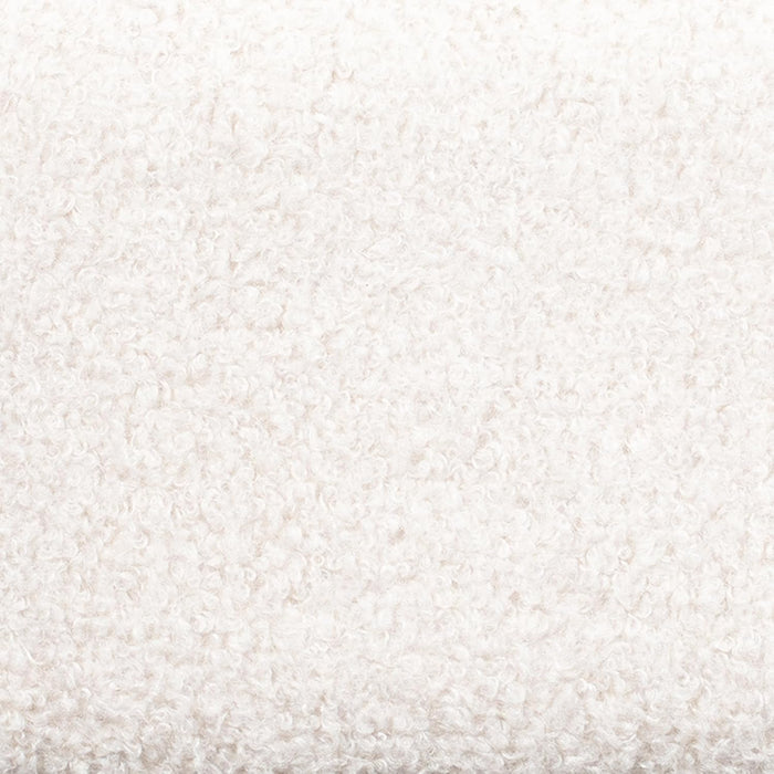 King Size Boucle Bed Frame with Square-Stitched Upholstered Headboard, Solid Wood Platform with Wood Slats, No Box Spring Needed, Beige and Black, Easy Assembly