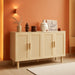 Sideboard Buffet Cabinet, Kitchen Cabinet, Coffee Bar Cabinet with 4 Rattan Doors and Adjustable Shelves, Natural