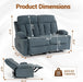 Reclining Loveseat with Cup Holders, 2 Seats Manual Recliner Chair, Comfy Love Seat Sofa Couch for Living Room, Home Theater, Office, Blue