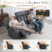 with Adjustable Headrest, Zero Wall Hugger Reclining Couch RV Loveseat Recliner Sofa with Charge Device &Drop down Table (Dark Gray, Sofa)