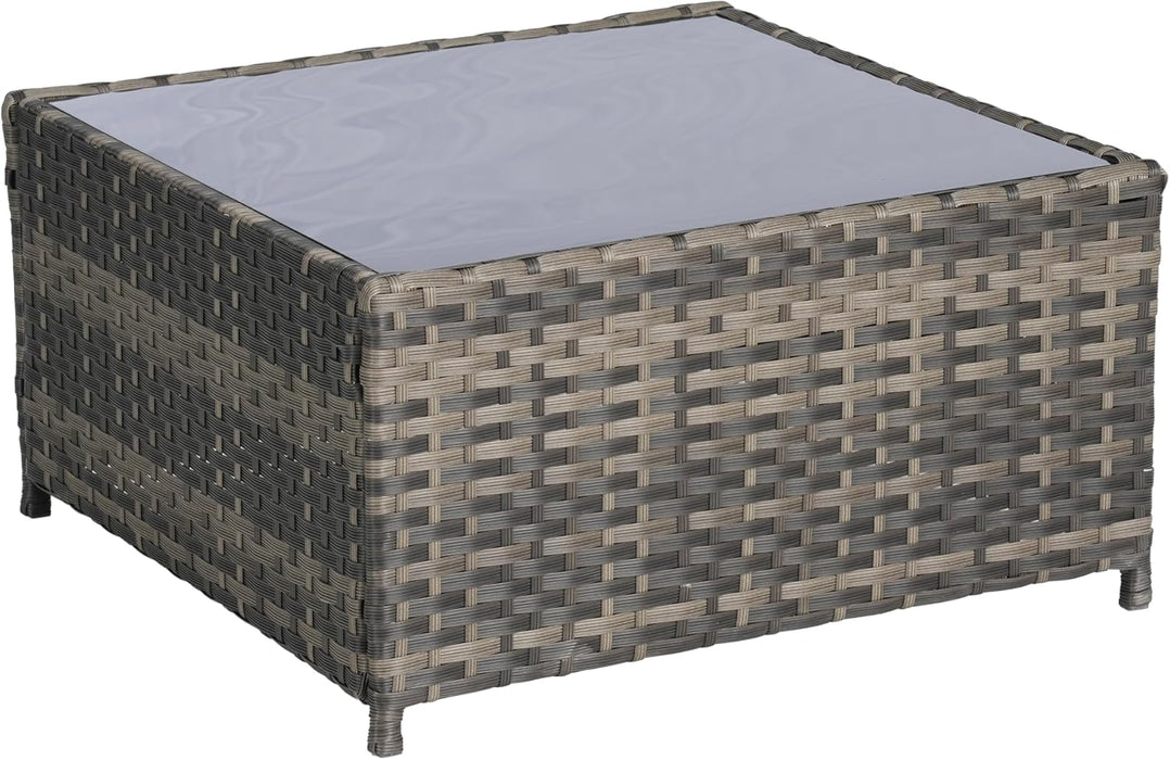 3 Pieces Patio Furniture Set All-Weather Outdoor Wicker Sectional Conversation Sofa Rattan Patio Sofa W/Cushion & Glass Table,Patio Conversation Set,Backyard Furniture for Porch (Light Gray)