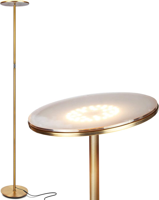 Tall BrassFinish LED Floor Lamp Torchiere Dimmable