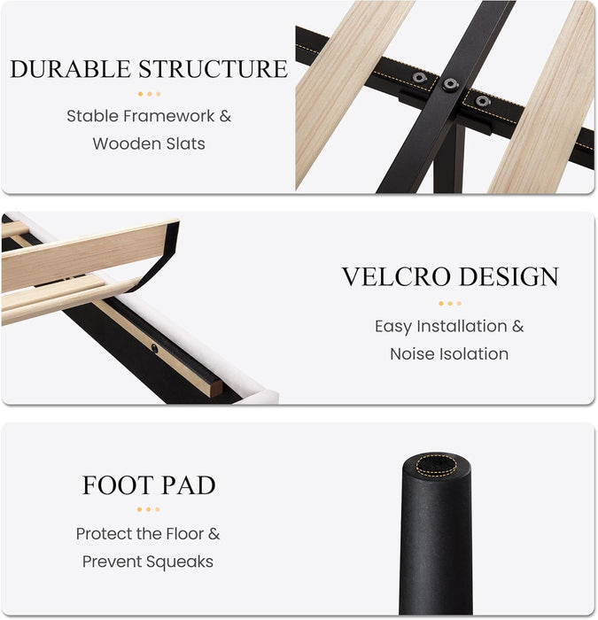 Full Size Velvet Bed Frame with Vertical Channel Tufted Wingback Headboard, Upholstered Platform Bed with Wood Slats, No Box Spring Needed, Easy Assembly, White