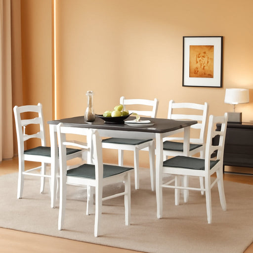 5 Piece Dining Table Set for 4, Farmhouse Solid Wood Kitchen Table Chairs Set of 4, Mid-Century Modern Dinette Set W/Rubber Wood Legs, Dining Room Table and 4 Chairs for Kitchen