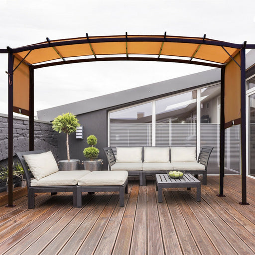 12 X 9 Feet Outdoor Pergola Gazebo with Retractable Canopy Shades