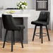 Counter Height Swivel Bar Stool, 24" Upholstered PU Leather Barstools Set of 4, Counter Stool Chair with Back & Solid Wood Legs for Kitchen Island Dining Room (Black)