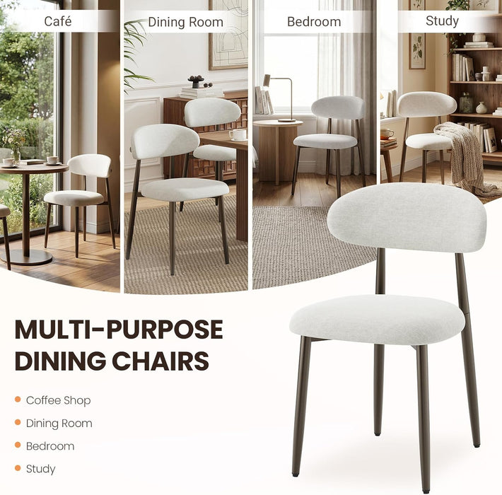 Dining Chairs Set of 4, Upholstered Kitchen & Dining Room Chairs with Curved Back and Bronze Metal Legs, Comfortable Modern Dining Side Chairs for Dining Room, Kitchen, Beige