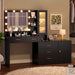 Makeup Vanity with Lights Vanity Desk with Mirror, Large Vanity Table Set with Drawer Dresser, Charging Station & RGB Cabinets