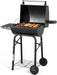 Barrel Style Charcoal Grill with Side Table, Adjustable Charcoal Rack, Air Vent and Warming Rack, Smoke Bbq Grill for Outdoor Patio Backyard and Camping