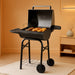 Barrel Style Charcoal Grill with Side Table, Adjustable Charcoal Rack, Air Vent and Warming Rack, Smoke Bbq Grill for Outdoor Patio Backyard and Camping