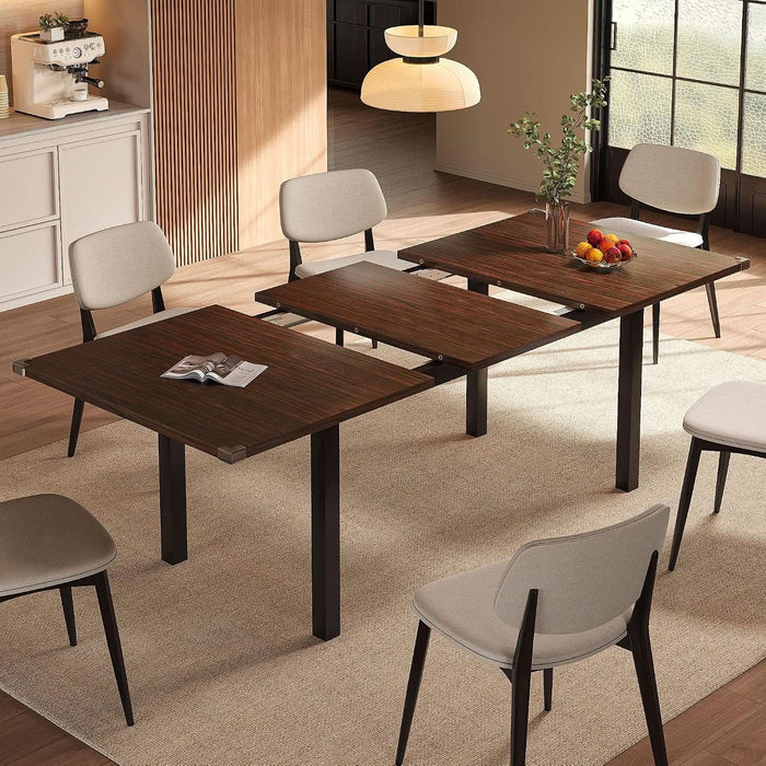 Modern Extendable Dining Table for 4-6, 63" Farmhouse Kitchen Table, Rectangular Dining Room Tables for Dining, Kitchen, Office, Living Room, Wooden Tables, Space Saving (Espresso)