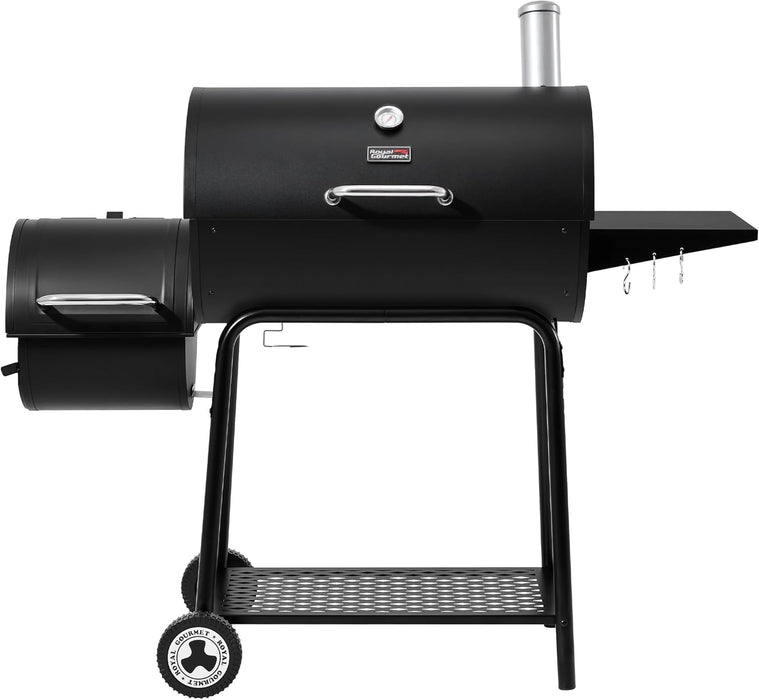 CC1830M 30 Inch Barrel Charcoal Grill with Offset Smoker & Warming Rack, Outdoor BBQ Grill with 811 Sq. In. Grilling Space for Backyard, Patio and Parties, Black