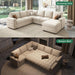 Sleeper Sectional Sofa with Storage Chaise U Shaped Sectional Couch for Living Room, Velvet Sleeper Sectional Couch with Pullout Bed, Beige