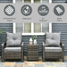 3 Piece Patio Furniture Set, PE Rattan Wicker Storage Table and Chairs W/Tufted Cushions for Outdoor Garden, Backyard, Poolside, Balcony, Gray