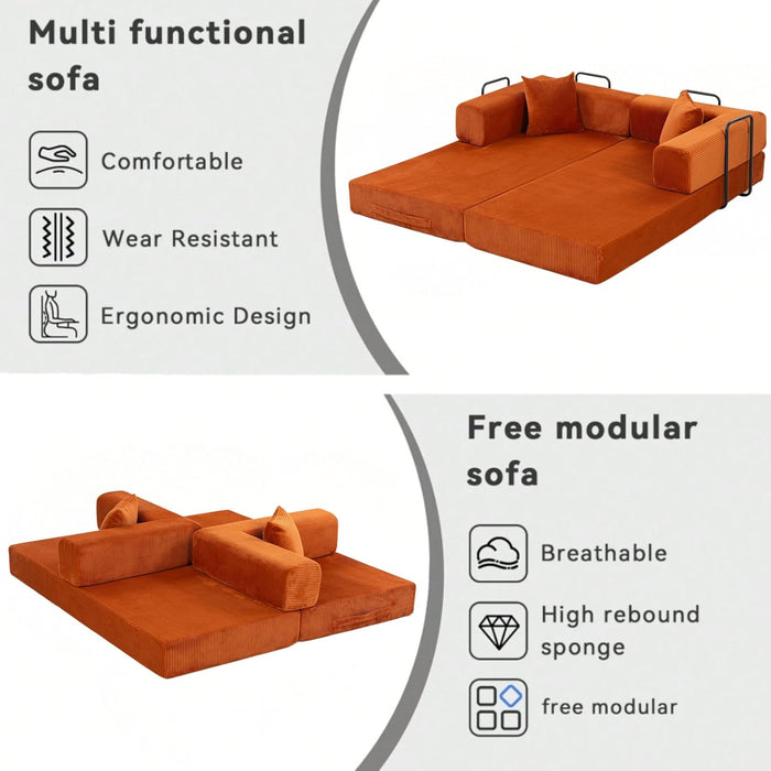 76InchCorduroyPremiumFutonSofaBedForSmallSpacesOrange