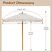 9 FT Patio Umbrella with Fringe,Fringe Portable Beach Umbrella,Heavy-Duty Metal Frame,6 Ribs with Ventilated Canopy,Uv Protection & Waterproof, Suitable for Garden,Deck,Pool,Patio Table