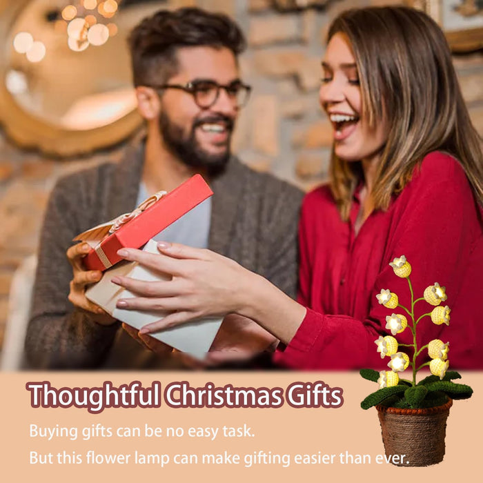 Lily of the Valley Lamp, Crochet Artificial Flowers with Night Lights, Cordless Table Lamp - Women Gift Ideas for Christmas Valentine Mother'S Day, Desk Home Decorations