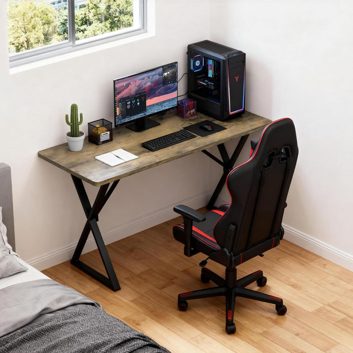Heavy Duty Office Desk 47.2" – 800 Lbs Capacity, 45 Lbs Net Weight (Double the Average), 1" Thick Desktop, 1Mm Steel Frame, No Wobble for Home Office Gaming