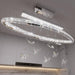 32 Inch Silver Crystal Butterfly Chandelier, Adjustable Hanging Linear Chandeliers, Oval Rings Chandelier for Dining Room, Living Room, Foyer