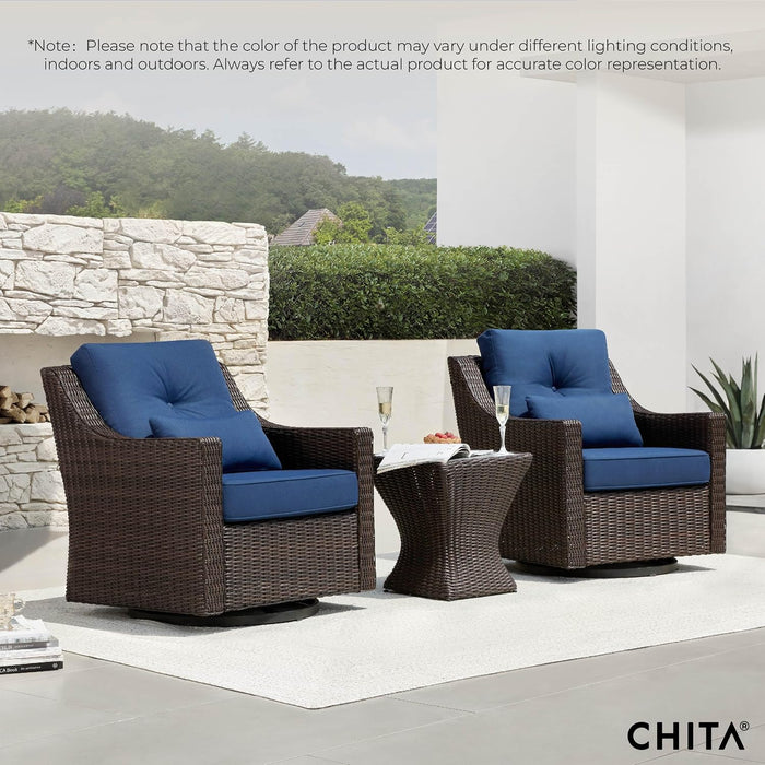 CHITA Patio Wicker Chair, 360° Rocking Swivel Outdoor Rattan Chair