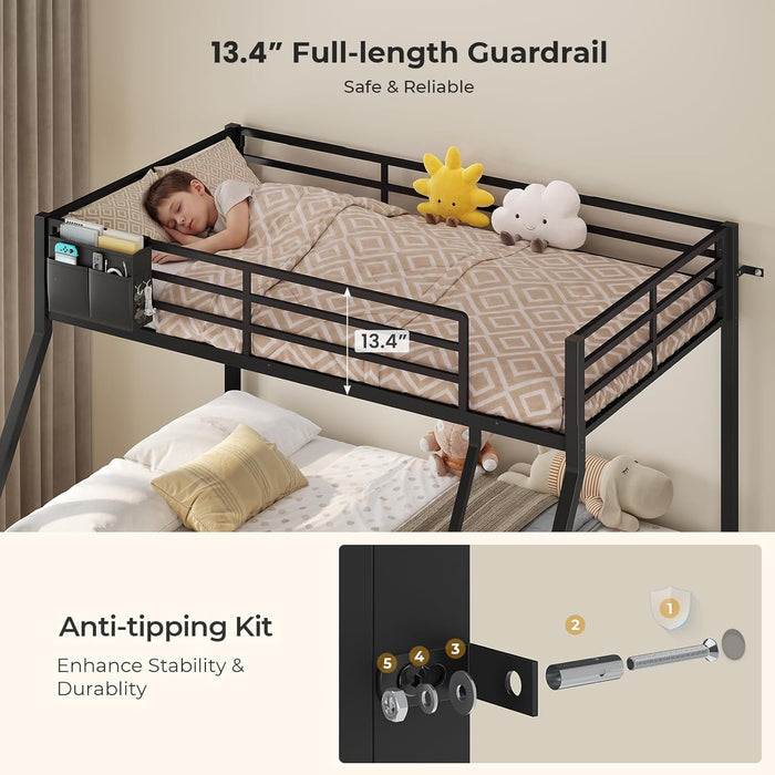 IndustrialGradeMetal Twin Over Full Bunk Bed Black
