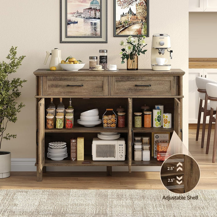 48 Inch Sideboard Buffet Cabinet with Storage, Washed Grey