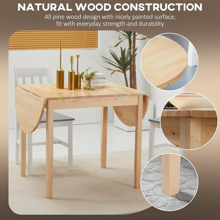 55" Solid Wood Kitchen Table for 4-6 People, Oval Drop Leaf Tables for Small Spaces, Folding Dining Table, Natural