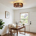 20'' Caged Low Profile Fandelier Ceiling Fan with Light and Remote Walnut