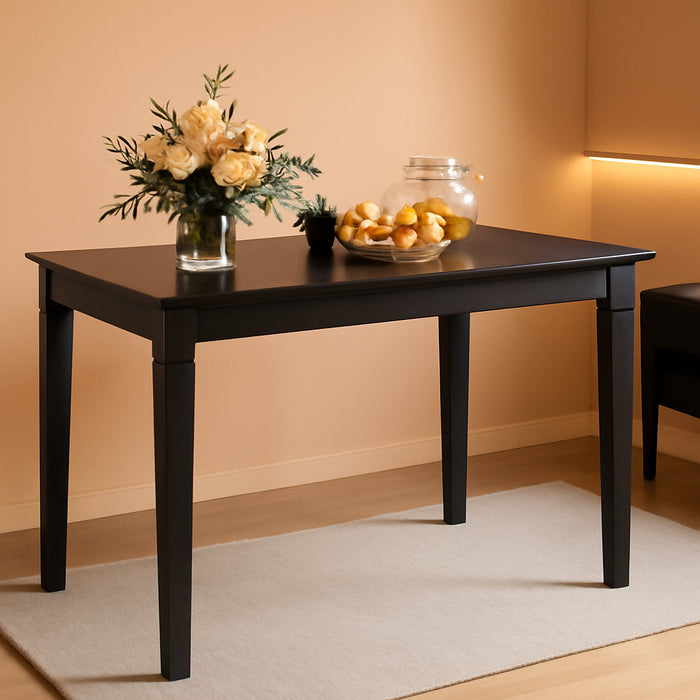 Dining Table for 4 People, 48"X 29" Kitchen Table with Wood Legs, Load 330 Lbs, Rectangular Dinner Table for Small Space, Dinette, Apartment, Living Room, Dining Room (Black)