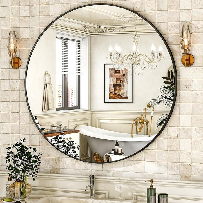 round Mirror 30 Black Wall Mounted Circle Mirrors