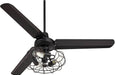 52" Plaza Rustic Industrial Vintage 3 Blade Ceiling Fan with Light Kit LED Remote Control Matte Black Cage 3-Light for House Bedroom Living Room Home Kitchen Dining Office