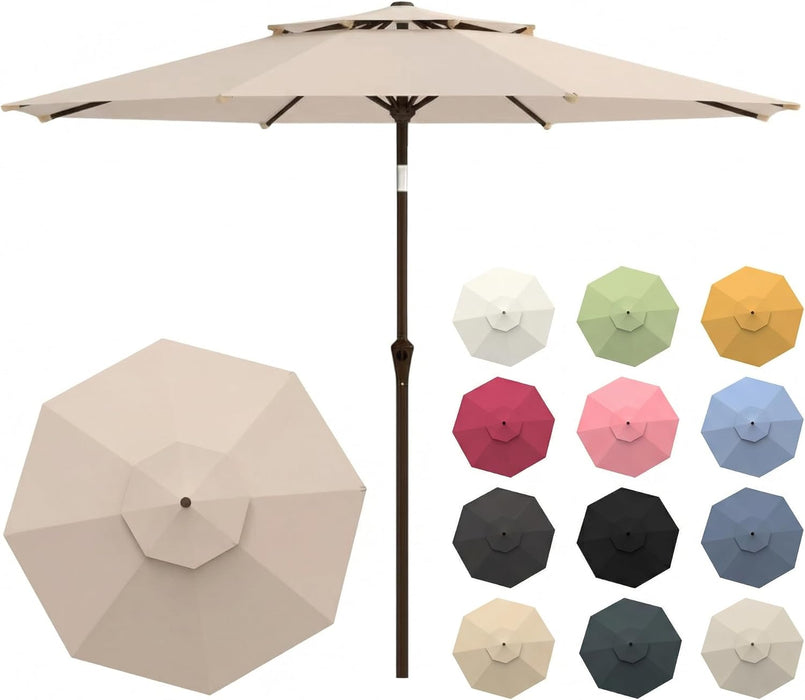 10FT Patio Umbrella, 2 Tier Outdoor Table Umbrella, Large Vented Market Umbrellas with Push Button Tilt and Crank, 8 Sturdy Ribs for Backyard, Deck, Pool, UPF50+ UV Protection