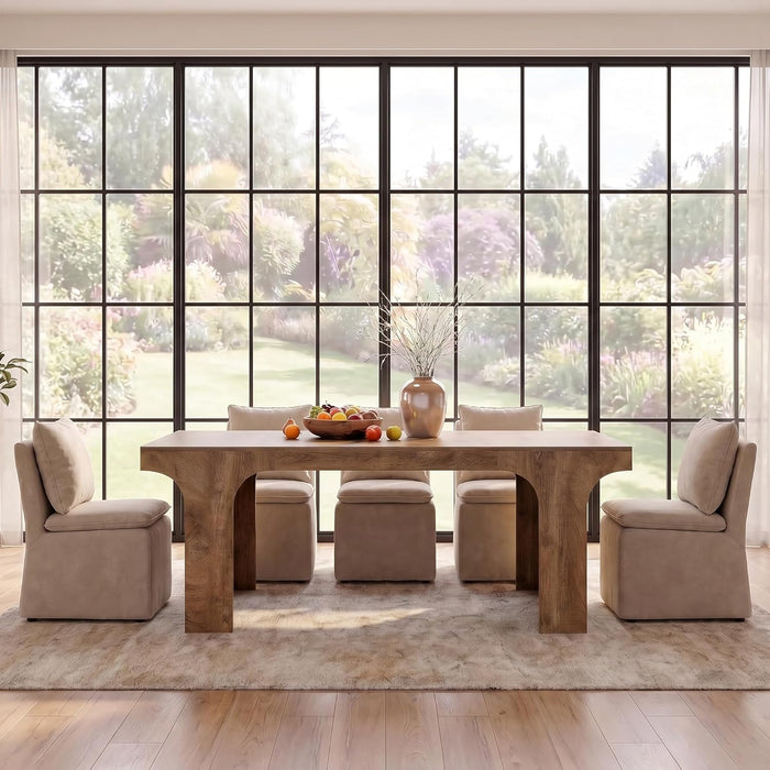 70.9Inches PremiumHandcrafted Wood Dining Table Arched Legs