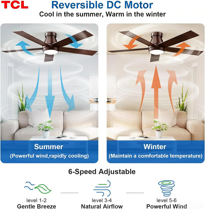 Ceiling Fan with Light: Oil Rubbed Bronze Finish 5 Wood Grain Blade Low Profile Remote Control Flush Mount DC Reversible 3CCT Dimmable Noiseless Fan with Light for Indoor and Room