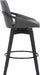 Baylor Mid Century Modern Swivel Bar Stool for Kitchen Island Counter in Gray Faux Leather and Black Wood, 26" Seat Height