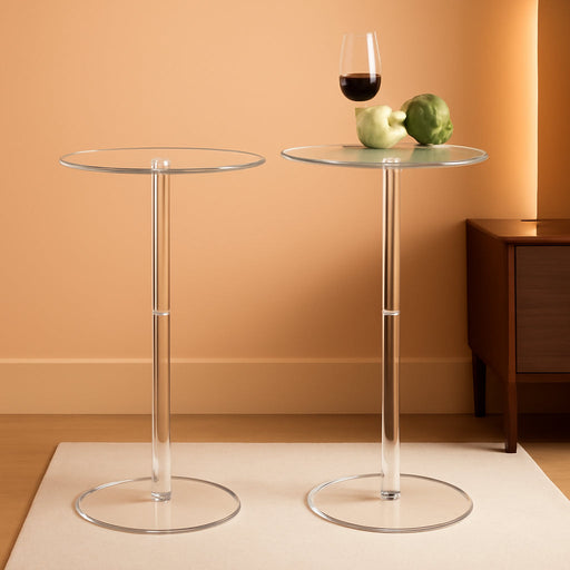 Two Piece Acrylic Side Tables Clear 10x10x24.2Inches