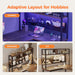 50 Inch Large L Shaped Desk with Pegboard Hutch & Shelves, Corner Gaming Desk with Power Outlet, LED Light & Storage Bag, Reversible Computer Desk for Home, Bedroom, Office Workspace, Walnut