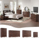 Walnut Farmhouse Dresser for Bedroom, Modern 6 Chest of Drawers, 44" Tall Chest of Drawers with Brushed Metal Handle, Wood Closet Organizers and Storage Cabinet for Bedroom, Living Room, Hallway