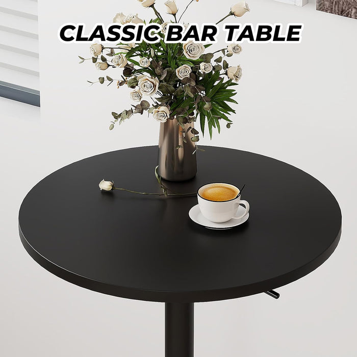 23.6'' round Pub Table Set of 2, Adjustable Height Cocktail Tables for Events, Swivel High Top Table for Bistro, Kitchen, Restraurant, Indoor & Outdoor, Black
