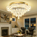 Gold Crystal Chandelier 24 Inch Dimmable Illumination