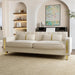 Loveseat Couch for Living Room, 86" Beige Velvet Sofa Couch with 2 Pillows & Gold Metal Legs, Modern Upholstered Sofa Love Seat Sectional Couches for Apartment Home Office