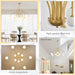Large Sputnik Chandeliers 12 Lights Modern Gold Chandelier for High Ceiling L52” Mid Century Ceiling Pendant Light Fixtures with Milk Glass Globe Shades for Living Dining Room Foyer Staircase
