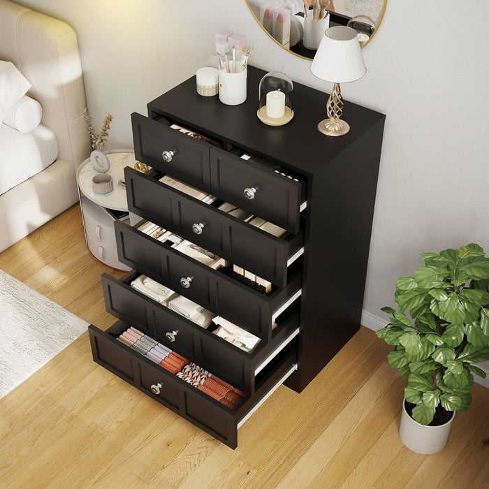 Black TwentyFourInch Fluted Dresser For BedroomSpace